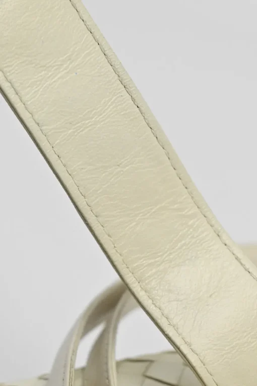 Ivory intrecciato nappa leather Capri tote bag with antique brass hardware