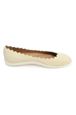 Ivory leather and rubber Lauren scalloped ballerinas