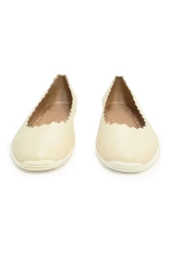 Ivory leather and rubber Lauren scalloped ballerinas