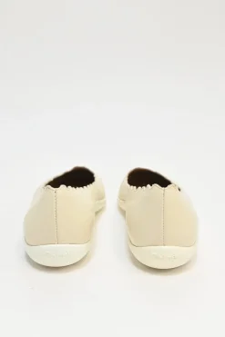 Ivory leather and rubber Lauren scalloped ballerinas