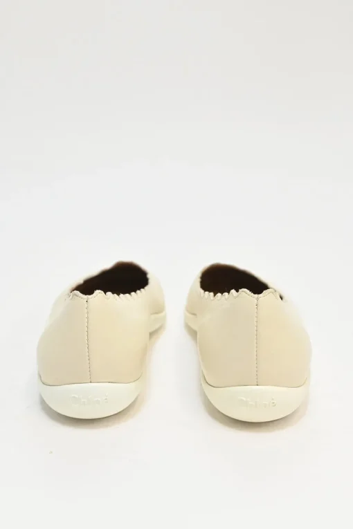 Ivory leather and rubber Lauren scalloped ballerinas