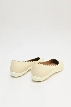 Ivory leather and rubber Lauren scalloped ballerinas
