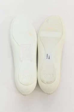 Ivory leather and rubber Lauren scalloped ballerinas