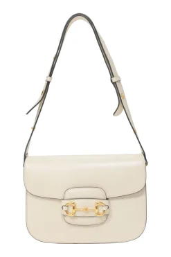 Ivory leather Horsebit 1955 bag with adjustable shoulder strap