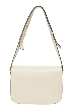 Ivory leather Horsebit 1955 bag with adjustable shoulder strap