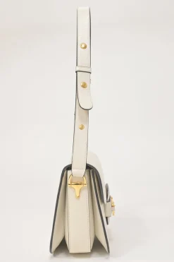 Ivory leather Horsebit 1955 bag with adjustable shoulder strap