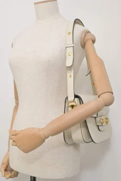 Ivory leather Horsebit 1955 bag with adjustable shoulder strap