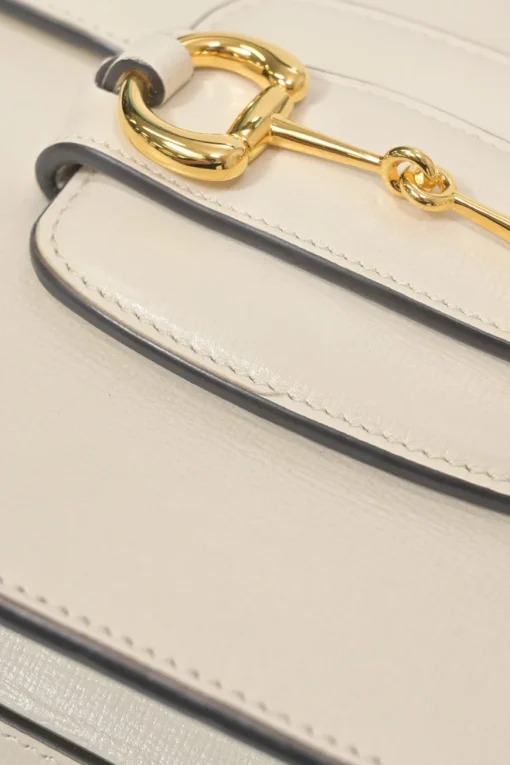 Ivory leather Horsebit 1955 bag with adjustable shoulder strap