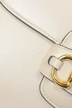 Ivory leather Horsebit 1955 bag with adjustable shoulder strap