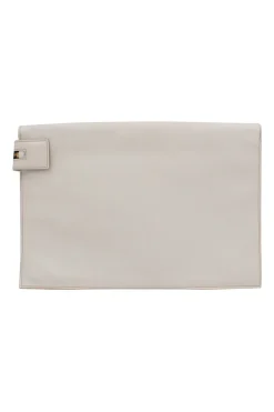 Ivory leather rectangular clutch bag