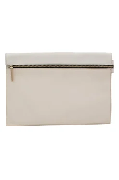 Ivory leather rectangular clutch bag
