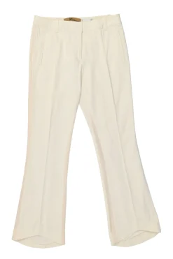 Ivory low-rise pull-on boot-cut tailored trousers