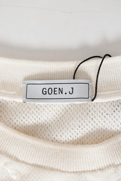 Ivory meshed sequins long-sleeved top and skirt