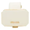 Ivory Saffiano leather Minaudière Vanity bracelet with gold-tone metallic hardware