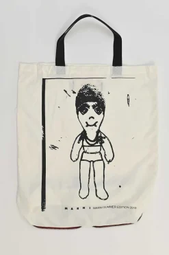 Ivory screen-printed canvas tote bag