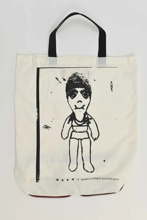 Ivory screen-printed canvas tote bag