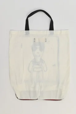 Ivory screen-printed canvas tote bag