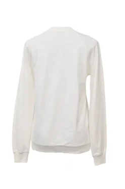 Ivory screen-printed cotton French terry foiled logo crewneck pullover hoodie