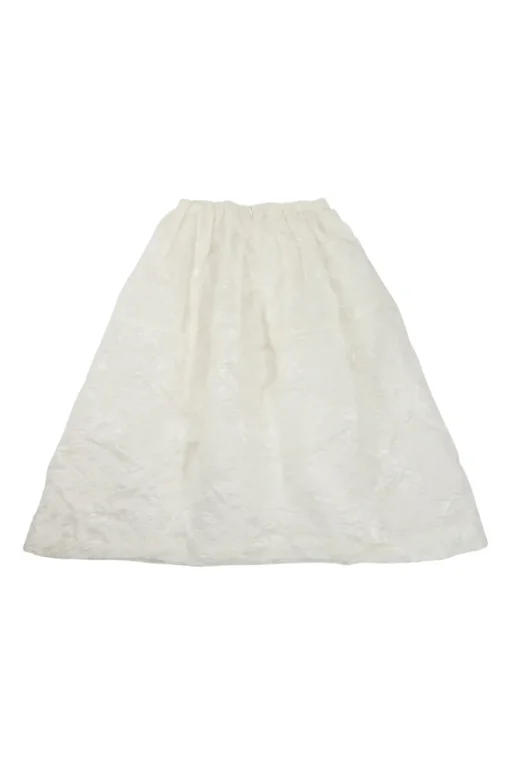 Ivory textured cotton-blend pull-on midi circle skirt
