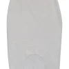 Ivory viscose-blend fully-fashioned pull-on pointelle mini pencil knit skirt with curved asymmetric hem