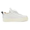 Ivory white calfskin and rubber low-top Lauren sneakers with scalloped sole motif