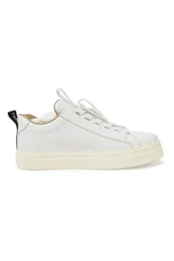 Ivory white calfskin and rubber low-top Lauren sneakers with scalloped sole motif