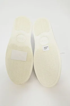 Ivory white calfskin and rubber low-top Lauren sneakers with scalloped sole motif