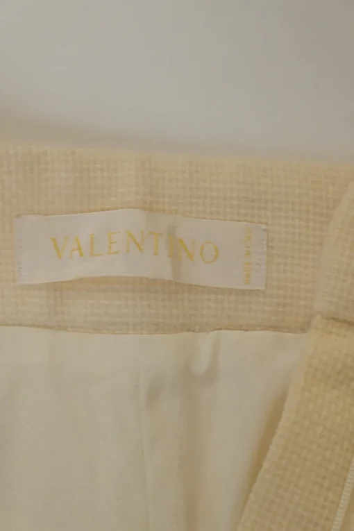 Ivory wool funnel collar button-front mixed-media jacket and pull-on wide-leg trouser leisure suit set