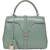 Jade satinated calfskin Small 16 satchel with detachable shoulder strap and padlock closure