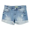Jeans washed indigo distressed cotton-blend denim low-rise shorts with turn-up cuffs