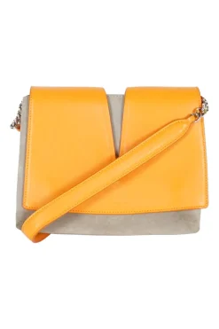 Jil Sander orange/grey cutout view suede/leather crossbody bag