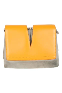 Jil Sander orange/grey cutout view suede/leather crossbody bag
