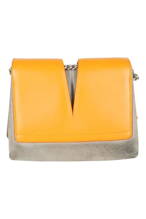 Jil Sander orange/grey cutout view suede/leather crossbody bag