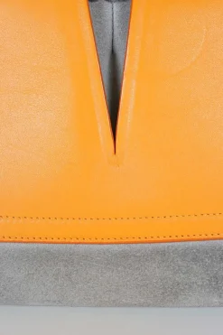 Jil Sander orange/grey cutout view suede/leather crossbody bag