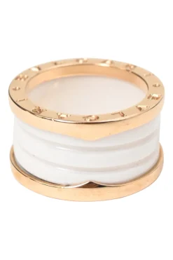 18K Rose gold and white ceramic B.Zero1 four-band ring