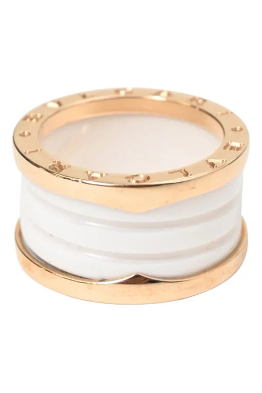 18K Rose gold and white ceramic B.Zero1 four-band ring
