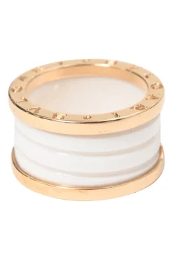 18K Rose gold and white ceramic B.Zero1 four-band ring