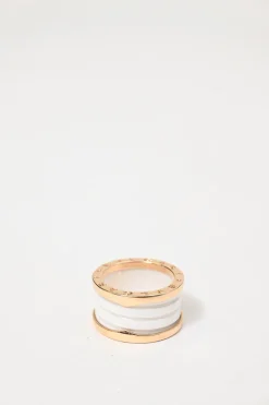 18K Rose gold and white ceramic B.Zero1 four-band ring