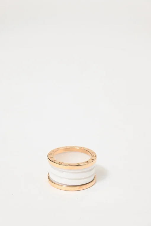 18K Rose gold and white ceramic B.Zero1 four-band ring