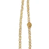 24-karat gold-plated metal Coco Mark medallion charm station chain belt with hook fastening