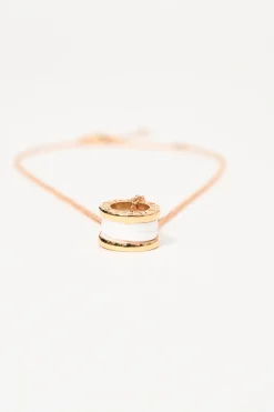 18-karat rose gold and white ceramic B.ZERO1 solitaire pendant necklace with lobster clasp closure