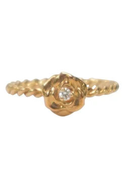 18-karat rose gold signature Piaget Rose ring with pavé-set brilliant cut 0.03 ct diamond