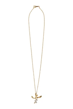 18-karat yellow gold and Akoya cultured pearl vine solitaire pendant necklace with spring clasp closure