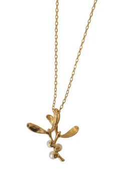 18-karat yellow gold and Akoya cultured pearl vine solitaire pendant necklace with spring clasp closure