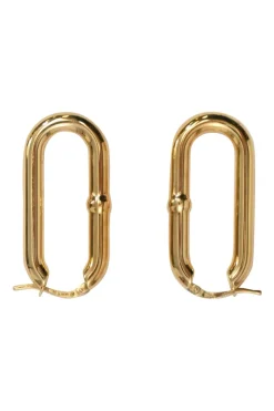18-karat yellow gold plated sterling silver chain hoop earrings