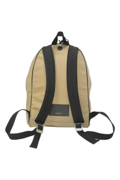Khaki and black canvas and leather City backpack