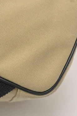 Khaki and black canvas and leather City backpack