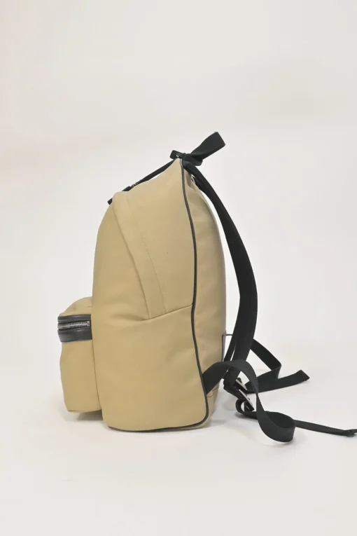 Khaki and black canvas and leather City backpack