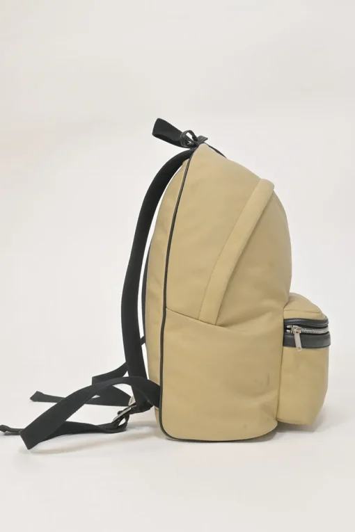 Khaki and black canvas and leather City backpack
