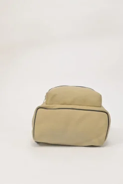 Khaki and black canvas and leather City backpack